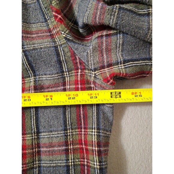LL bean Shirt Men Large Blue Red Plaid Button Down Scotch Flannel Fitted Vtg - Picture 6 of 6